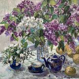 Oil painting on canvas signed dimensions: height -74cm- Length -75cm-