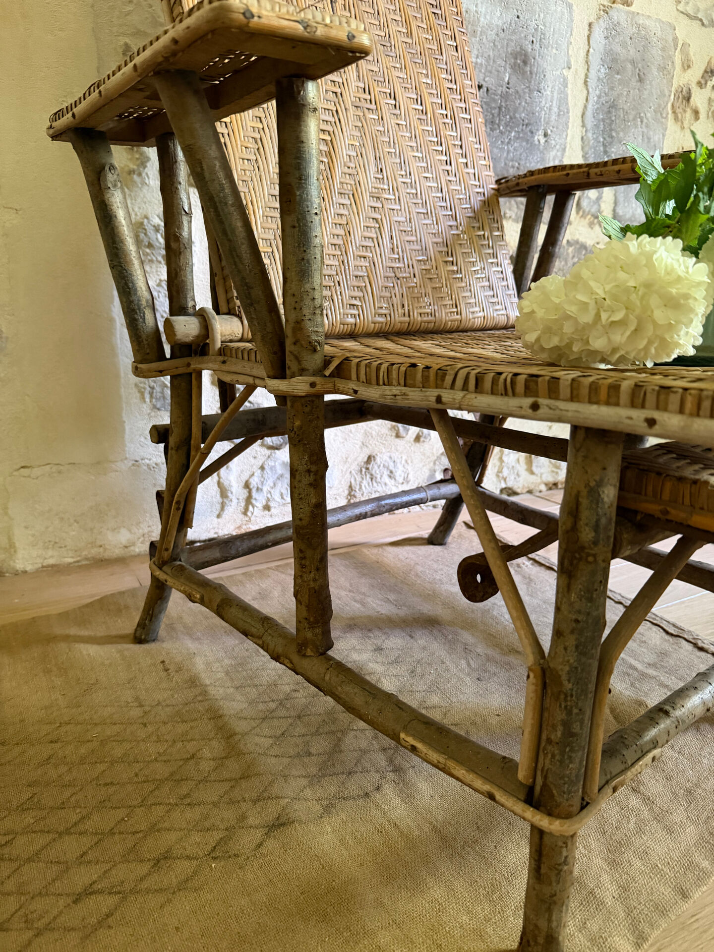 Chaise longue en rotin