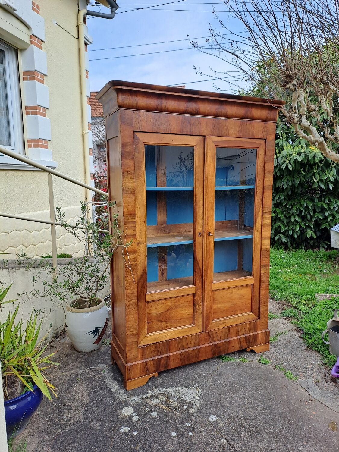 Louis Philippe blond walnut bookcase
