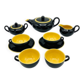 Mid-Century Tea Service Villeroy & Boch "Biarritz" Black & Yellow 9 pieces