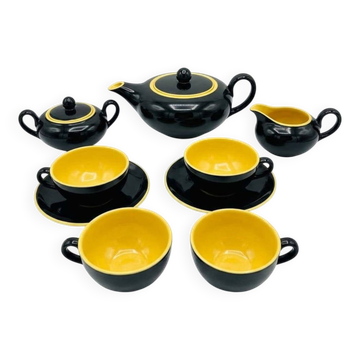 Mid-Century Tea Service Villeroy & Boch "Biarritz" Black & Yellow 9 pieces
