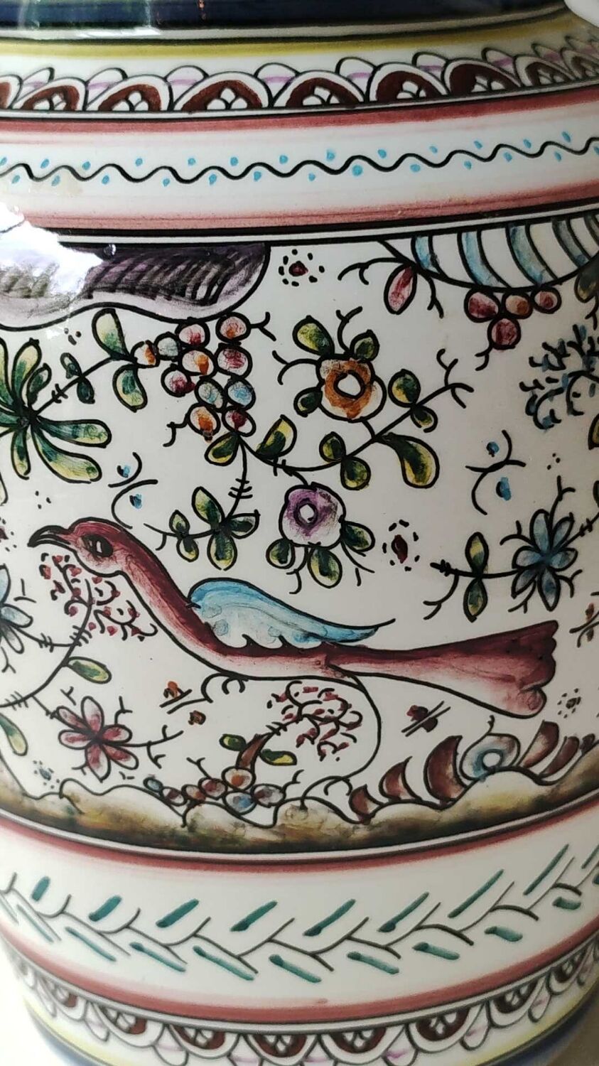 Potiche/ginger pot, tea reproduction xviith museum, art and deco, hand painted signed