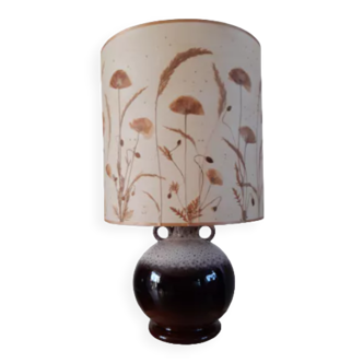 Sandstone lamp and lampshade in dried flowers 70s