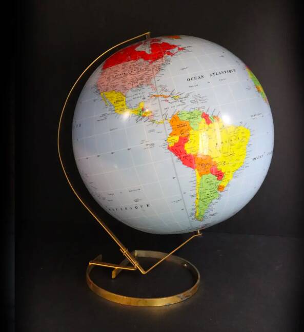 Vintage inflatable globe on stand, 1960, Taride Sevylor