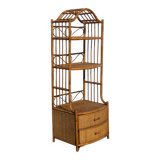 Vintage 1960s Rattan Bamboo Bookcase Shelf Buffet