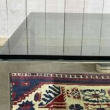 Chrome coffee table with a glass top from the 1980s.