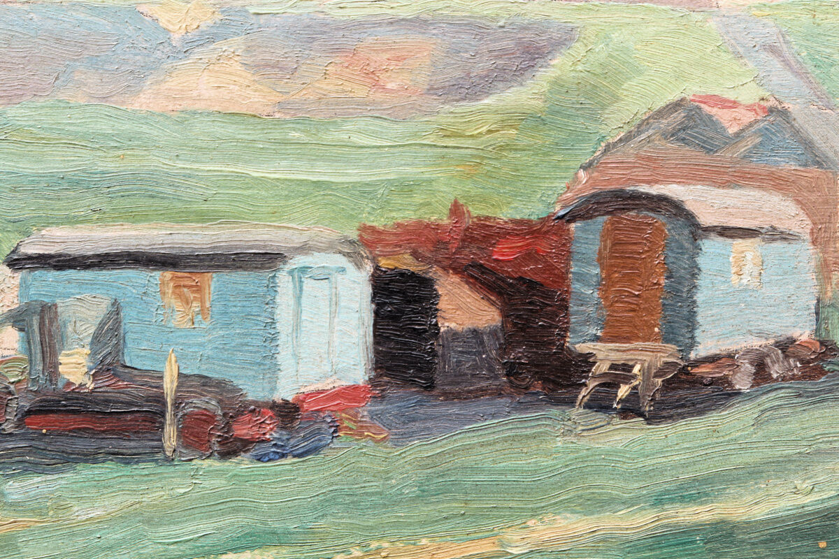 Oil on panel "The Caravans", 1945