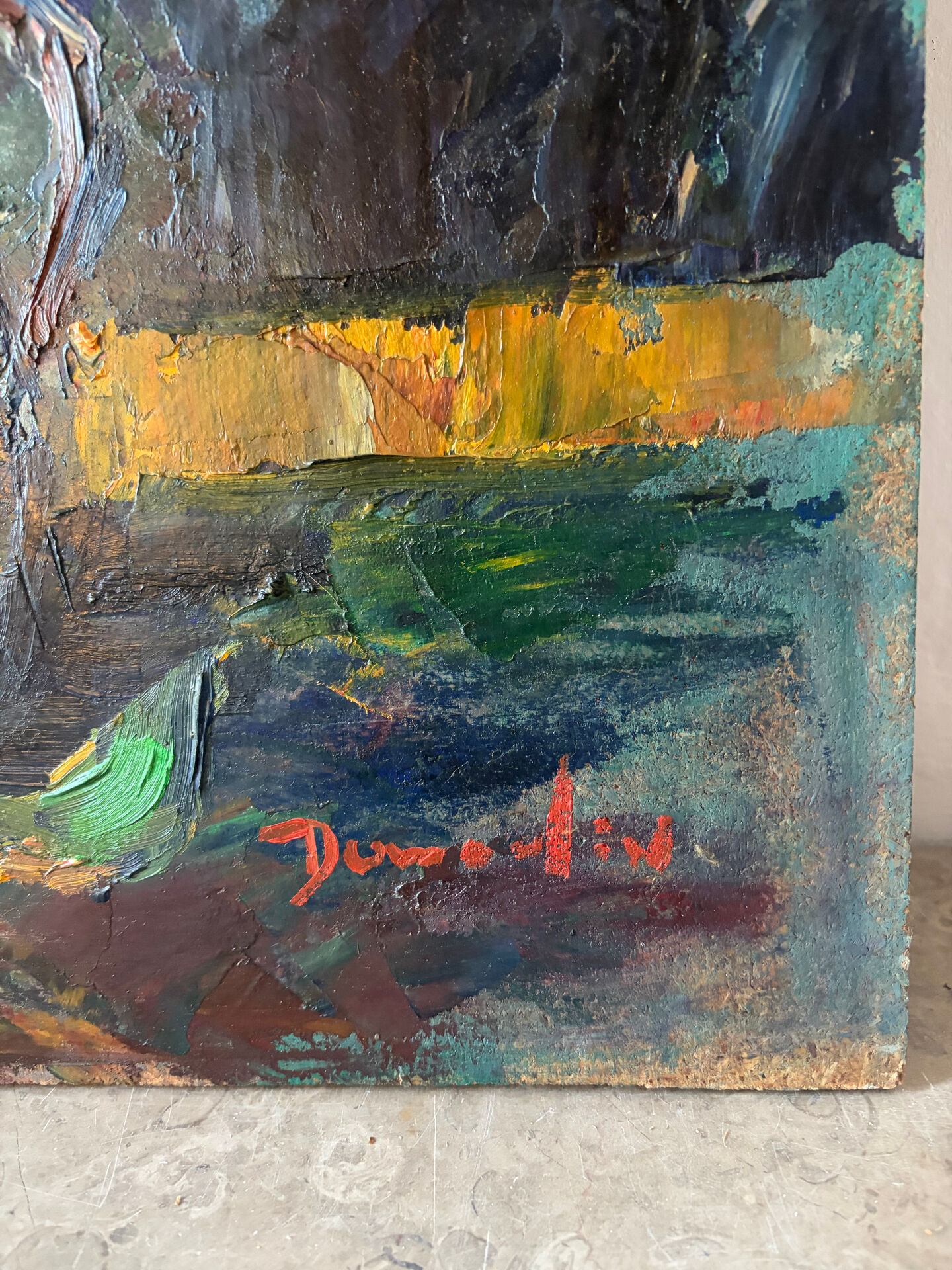 Still life, bouquet, oil with a knife on panel, signed.