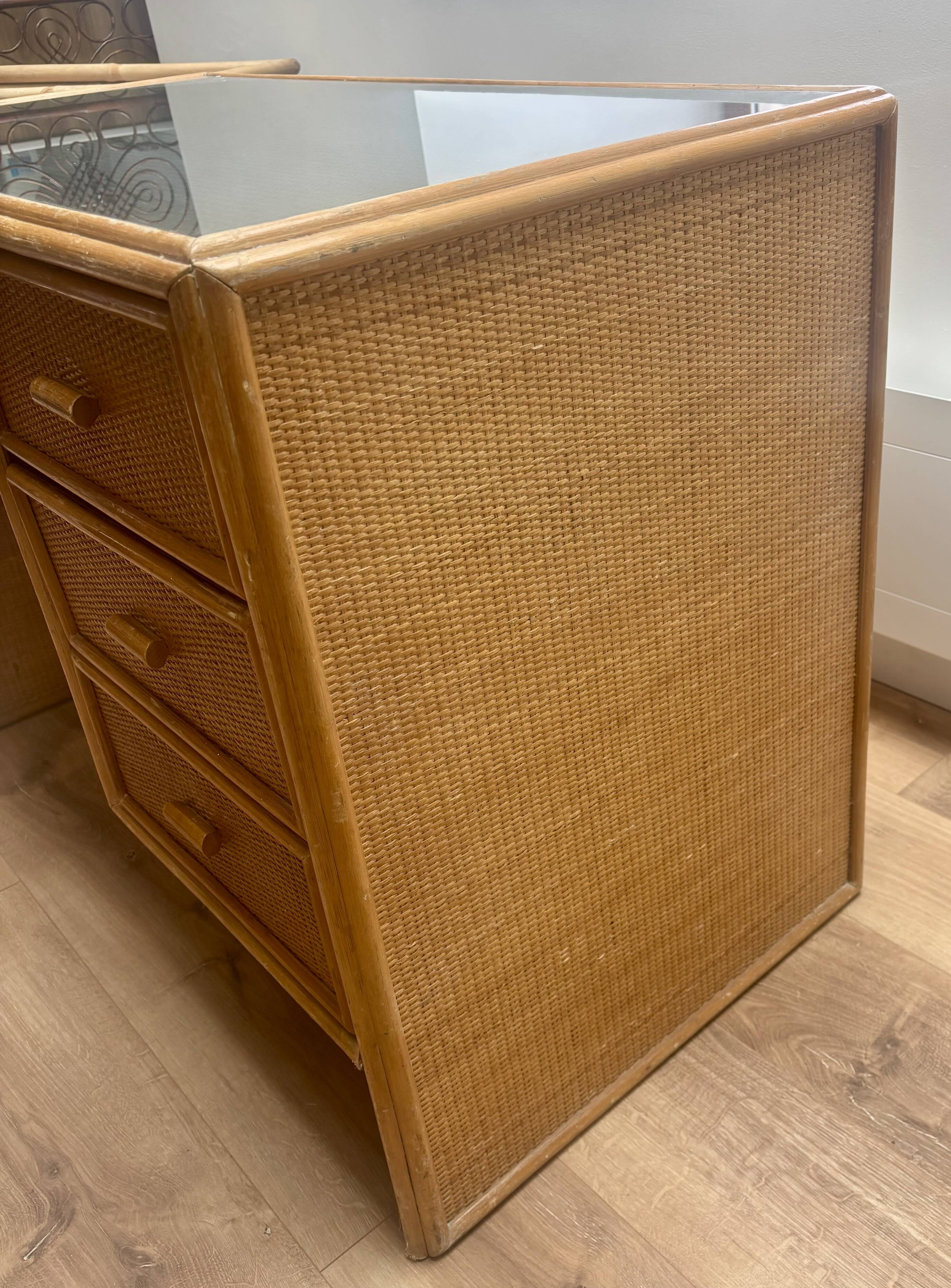 Rattan and bamboo desk