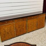 Modernist Sideboard in Radica and Gilded Metal, 1970s