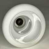 Large wavy white opaline pendant lamp