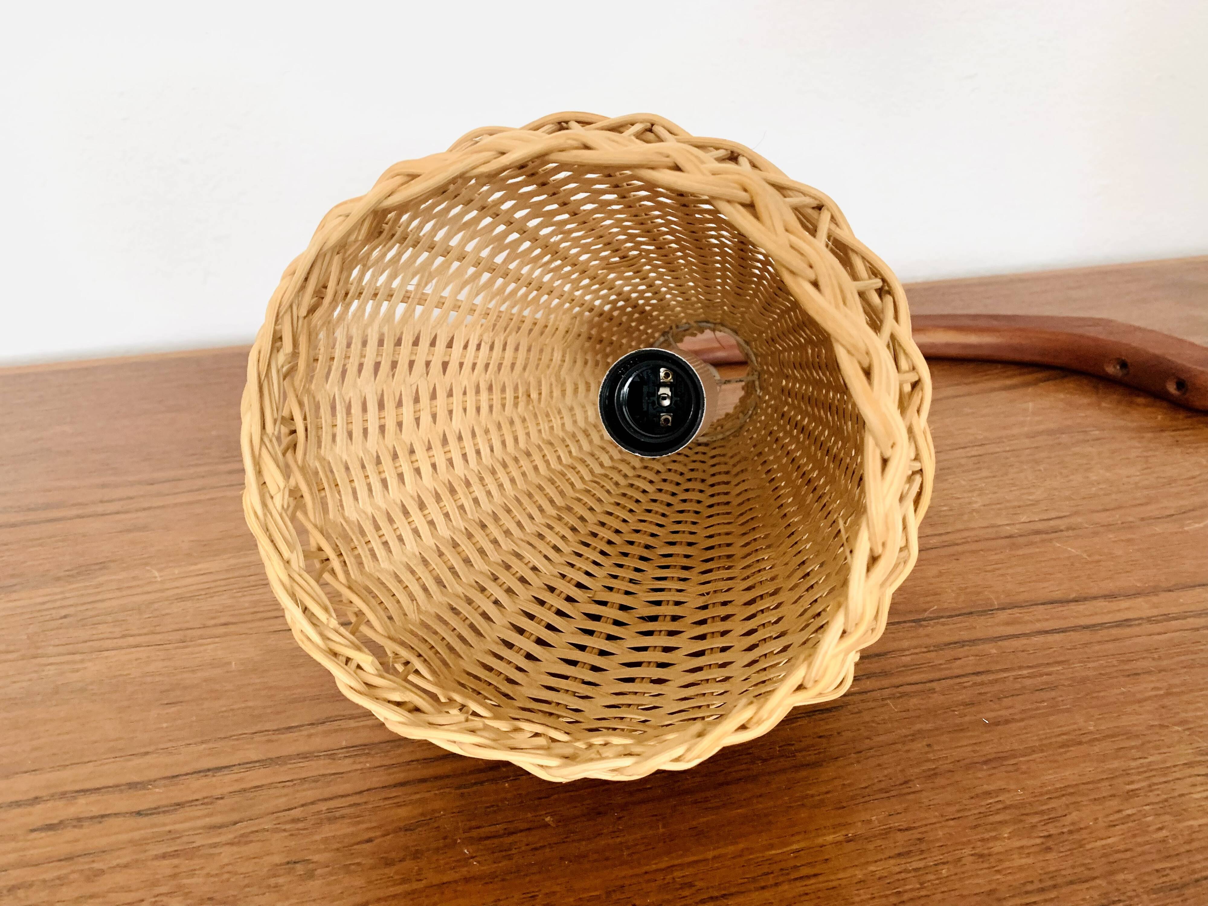 Danish Teak and Wicker Wall Lamp