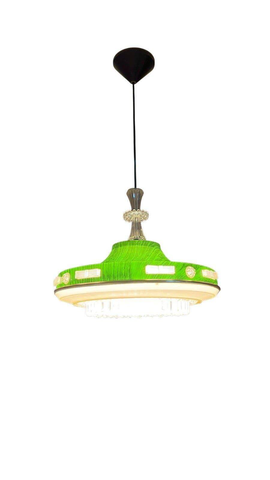 Vintage green UFO-shaped pendant light