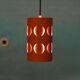 Vintage orange suspension light in a 1970s space age style.