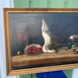 Large Oil on Canvas Still Life with Duck French School 19th Century