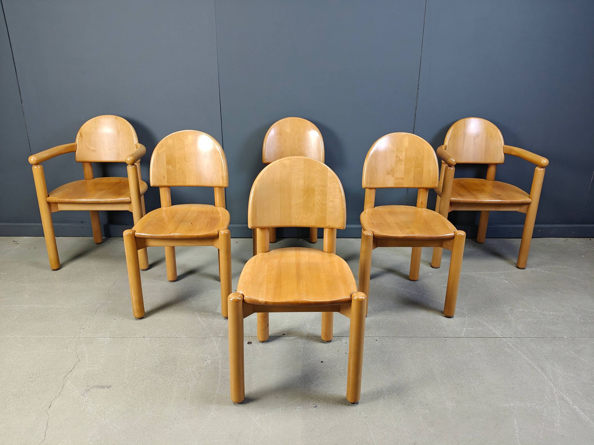Rainer Daumiller pine wood dining chairs for Hirtshals Savvaerk set of