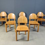 Rainer Daumiller pine wood dining chairs for Hirtshals Savvaerk set of