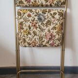 Vintage folding chair lafuma doree and tapestry