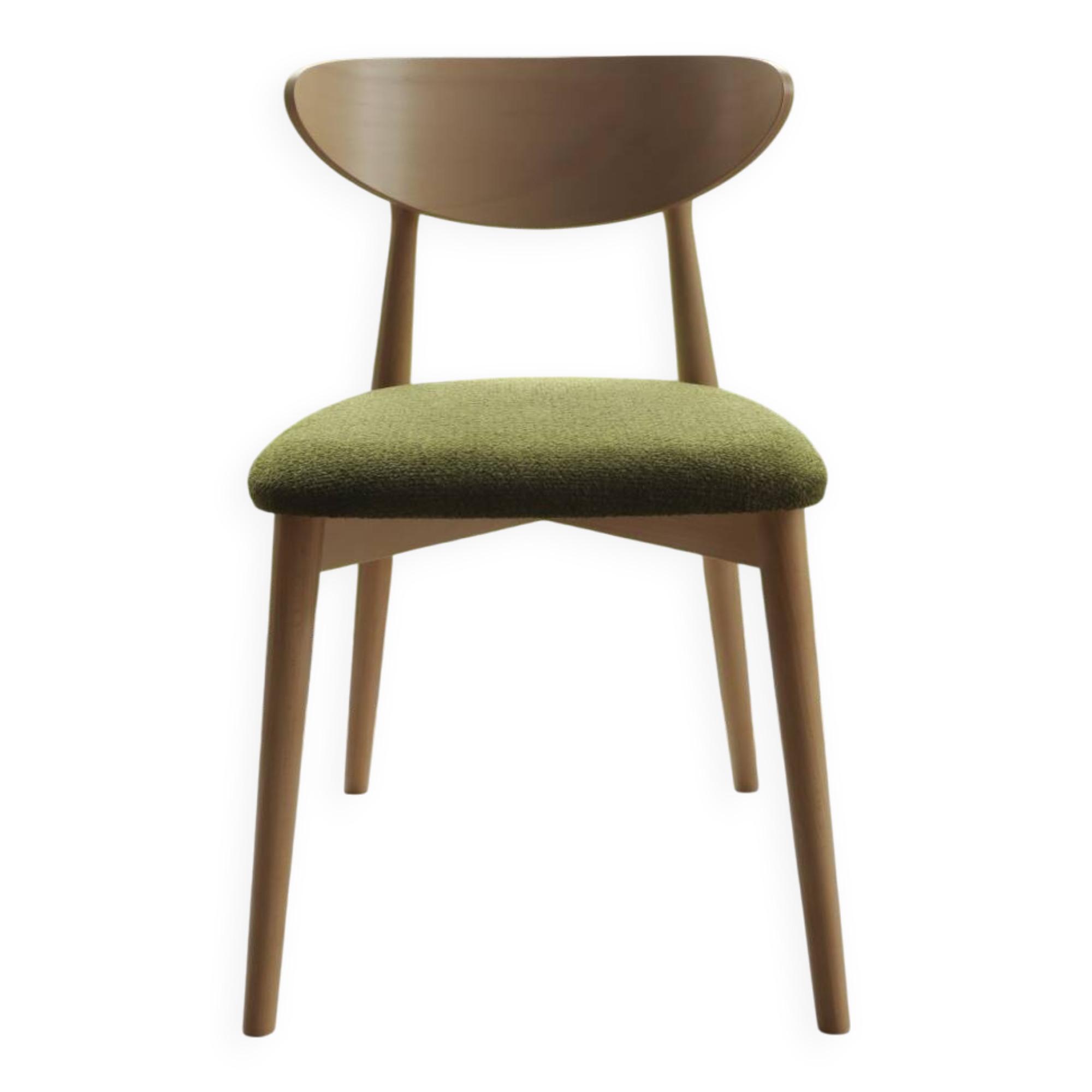 Natural Dining Chair with green upholstery, new modern design vintage style