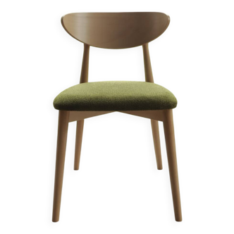 Natural Dining Chair with green upholstery, new modern design vintage style