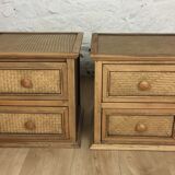 Pair of bedside rattan 1970s