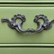 Pair of khaki bedside tables in Louis XV style