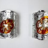 Pair of Mazzega Murano Space age wall lights Italy 1970