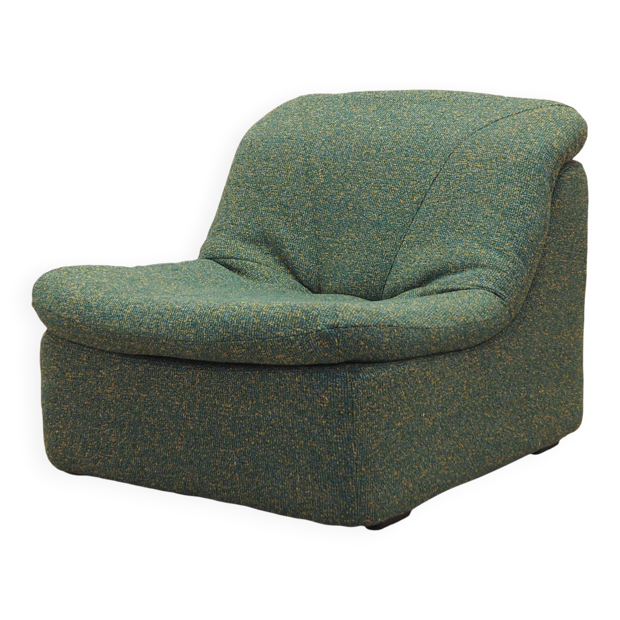 Green armchair, Italian design, 1970s, made in Italy