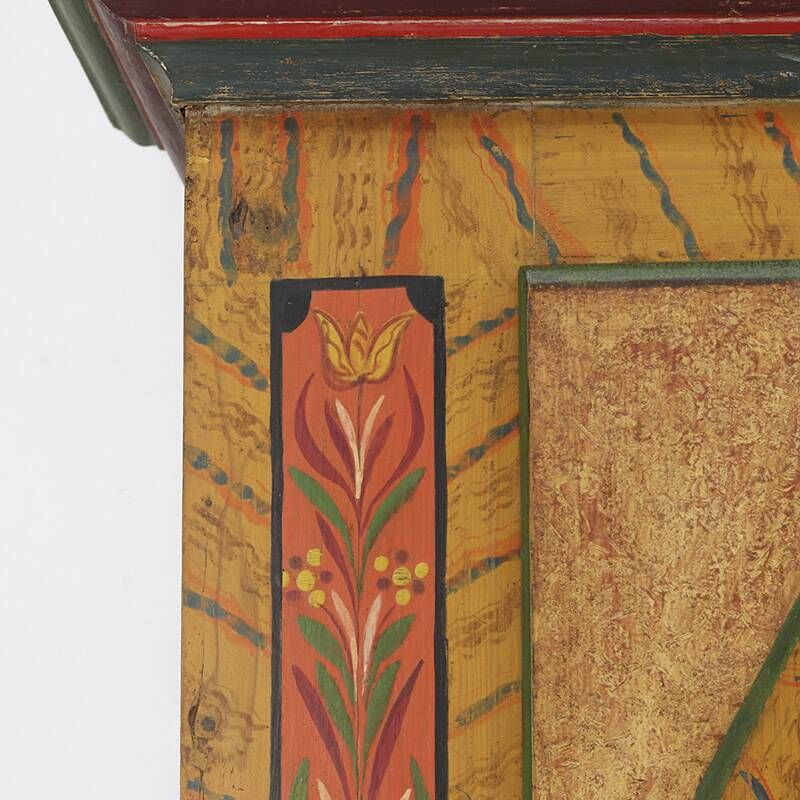 Rustic Farmhouse Antique Original Folk Art Painted Bridal Cabinet
