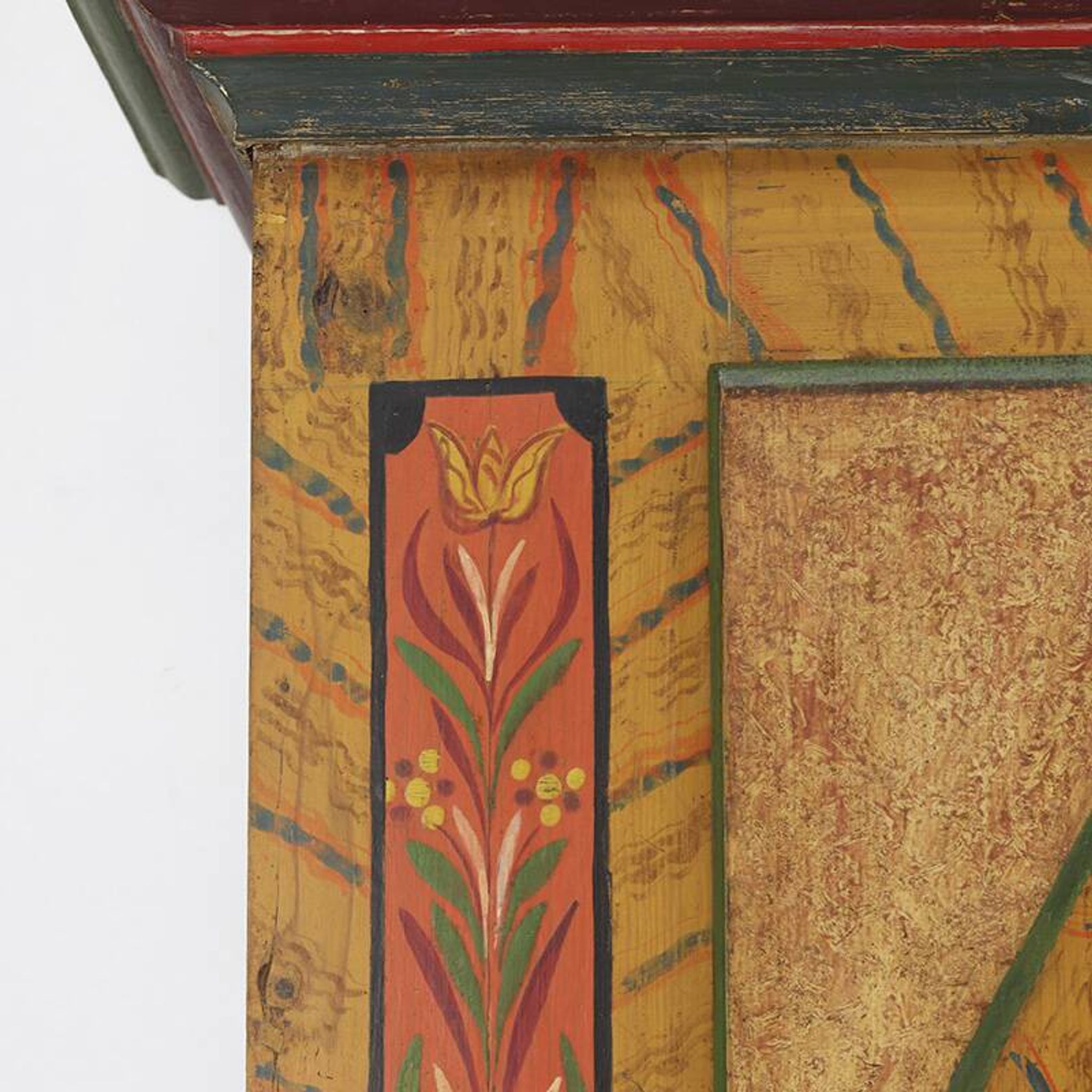Rustic Farmhouse Antique Original Folk Art Painted Bridal Cabinet