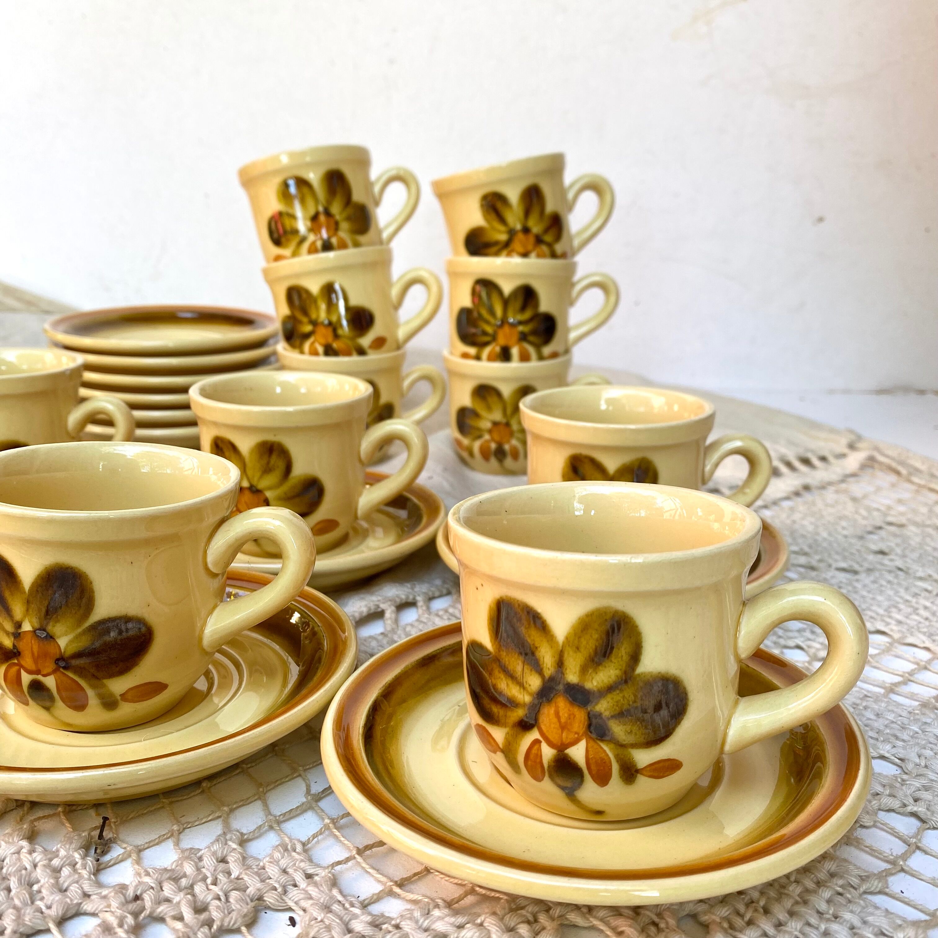 Vintage porcelain cups from Gien "Bamako"
