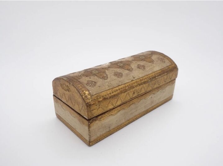 Florentine wooden stamp box, vintage Italy