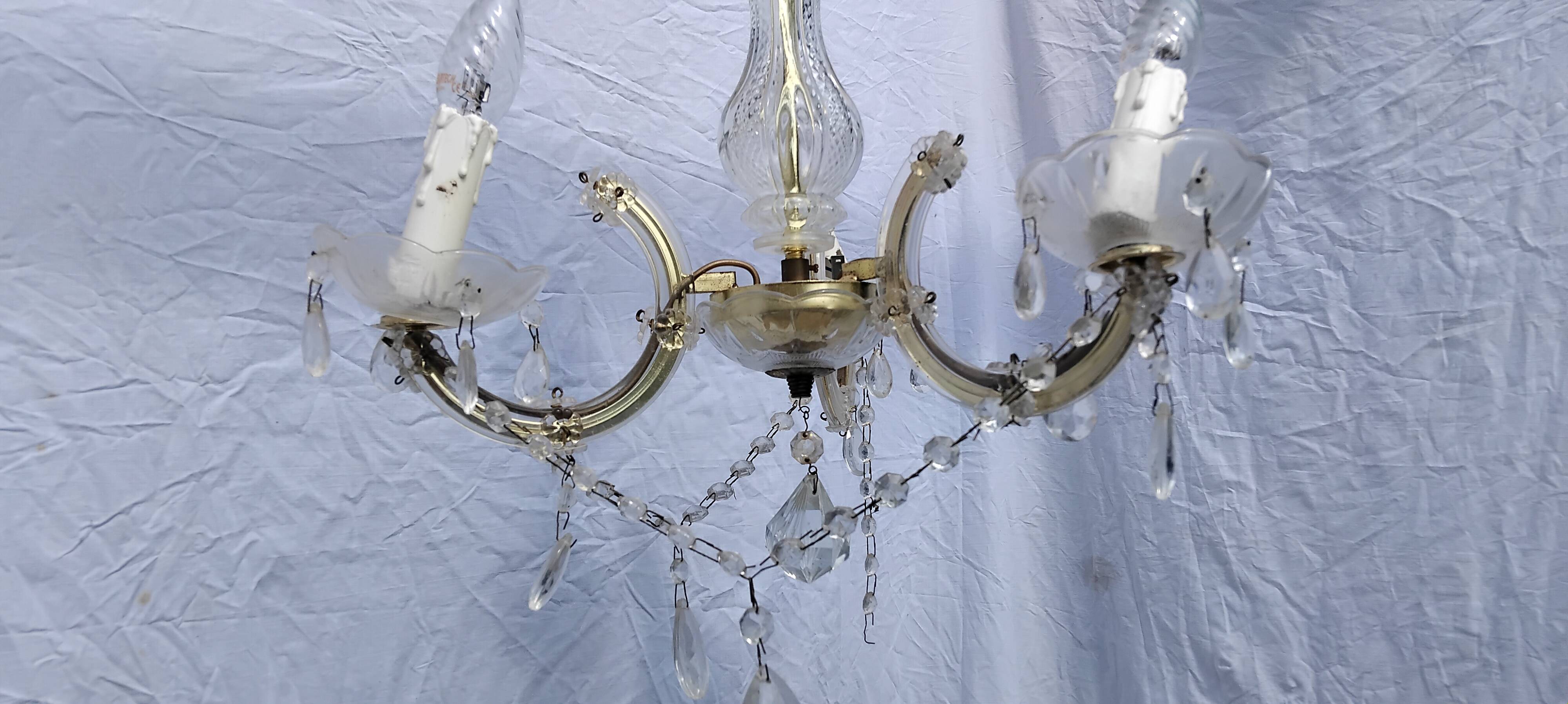 4 vintage crystal chandelier pendants