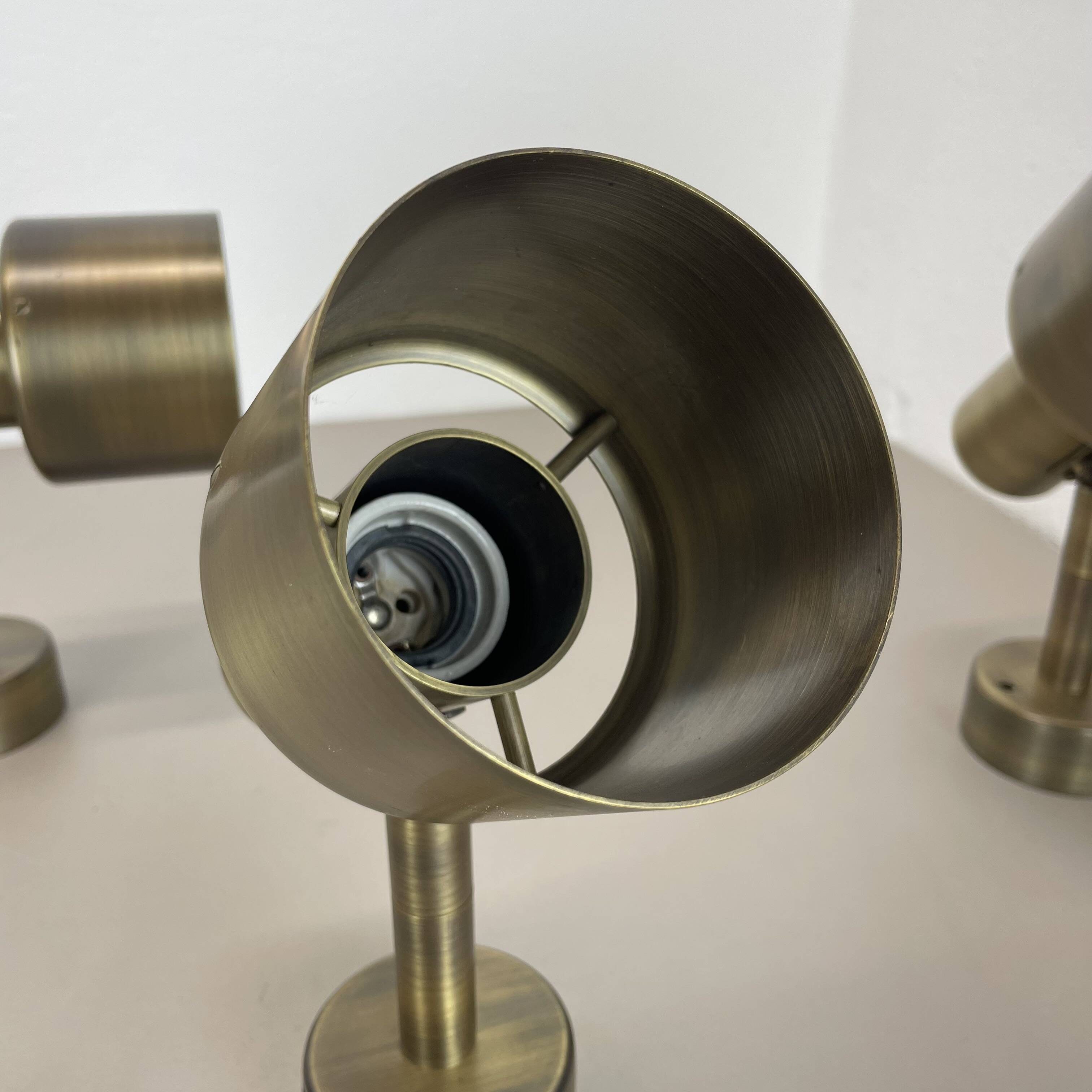 2 of 4 minimalist solid Brass "tube" SPOT Ceiling wall Lights, Italy 1970s