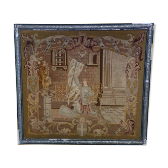 Tapisserie français antique jeanne d’arc, début du 19ème siècle