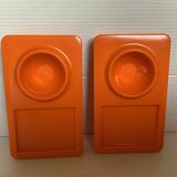 Pair of orange koziol egg cups Michael Neubauer
