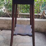 High art nouveau pedestal table brown wood varnished marble france 20's retro vintage decoration