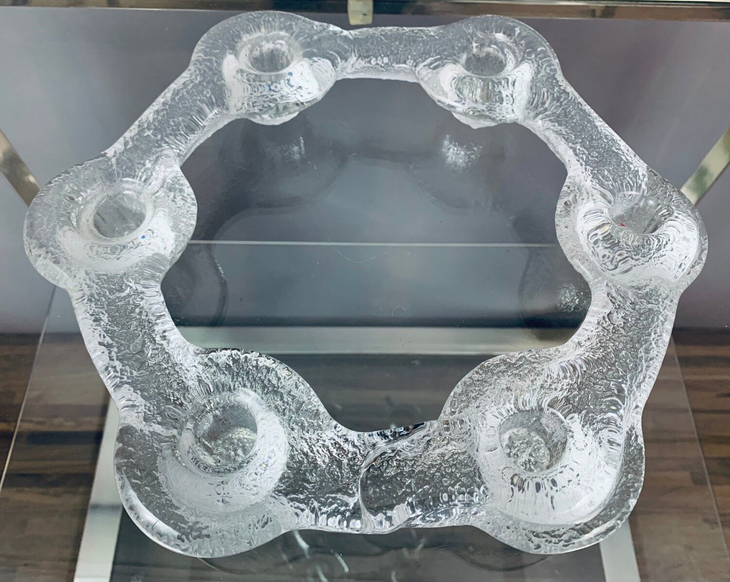 1970s Swedish Pukeberg Glass Candle Holder