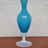 Blue and white opaline vase