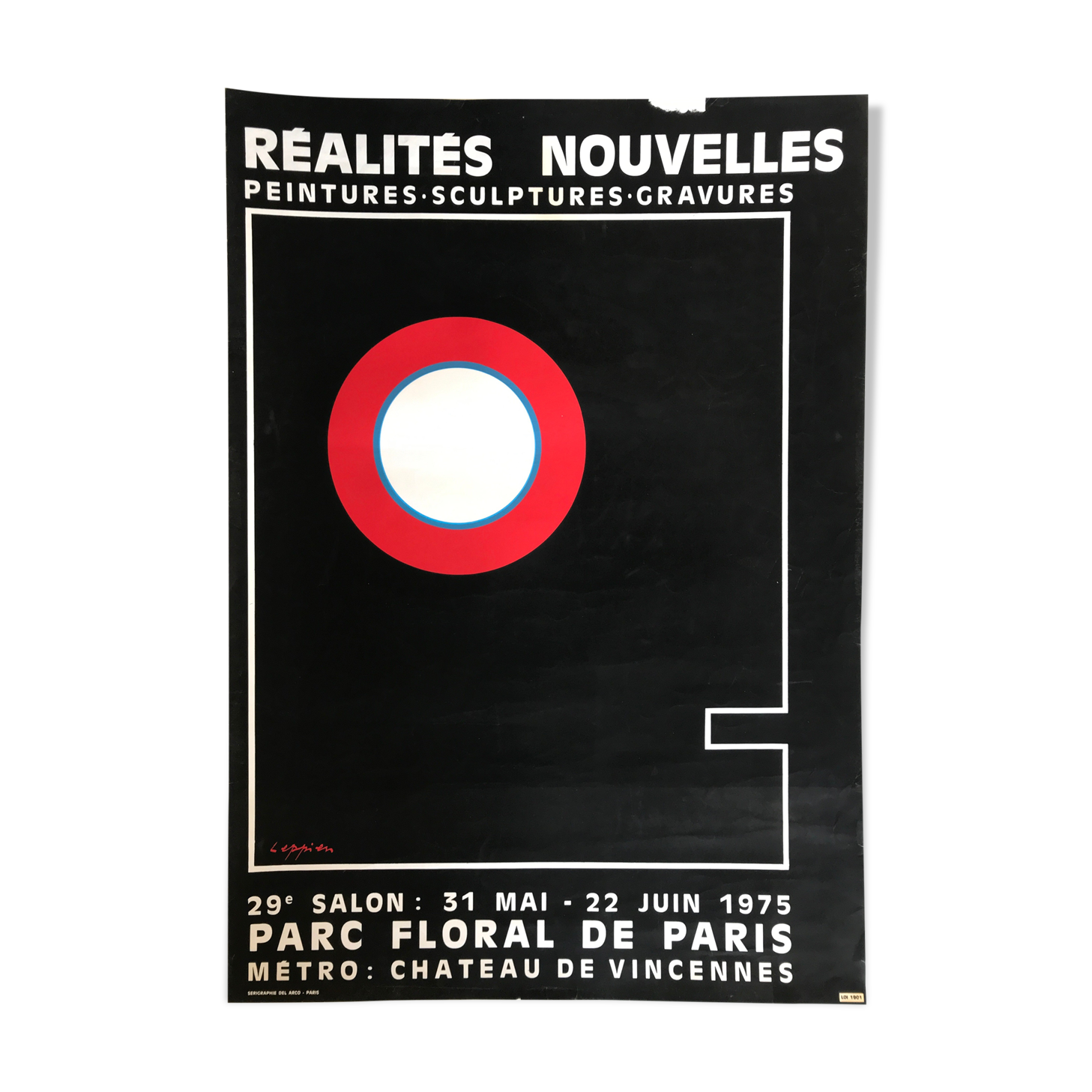 Original exhibition poster by Jean LEPPIEN for the 29th Salon des Réalités nouvelles, 1975