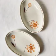 Pair of vintage earthenware dishes from Sarreguemines, 1970s
