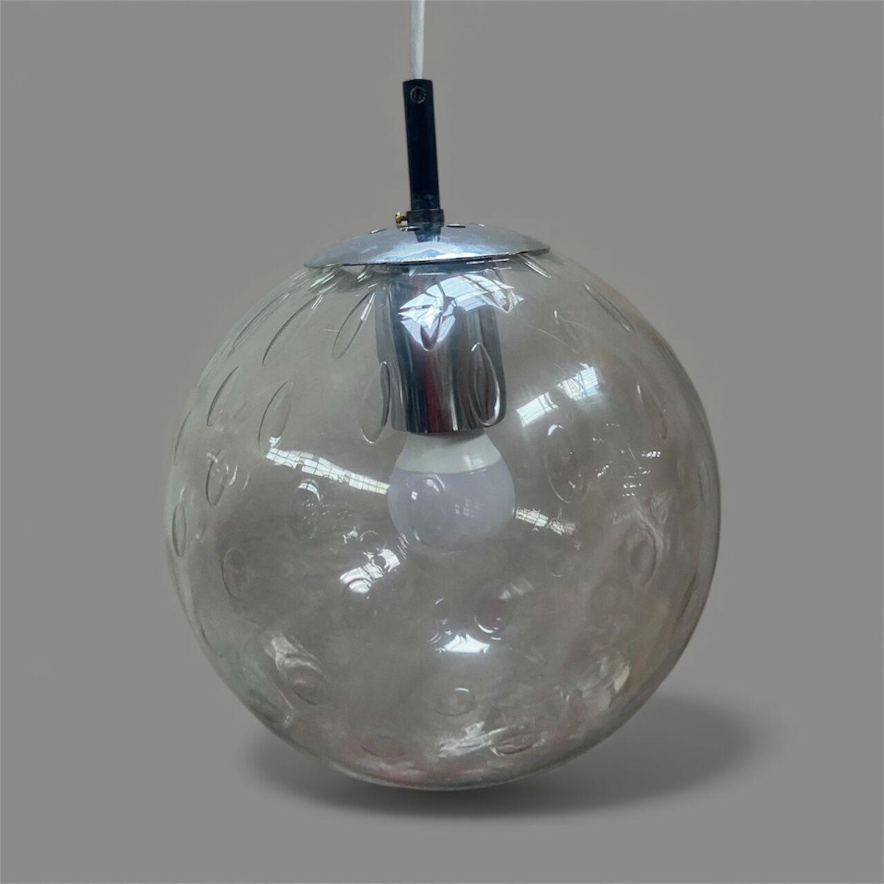 Raak Amsterdam pendant light in clear bubbled glass, 1970s