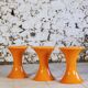 Set of 3 Tam Tam stools in orange by Henri Massonnet for Stamp, 1970.