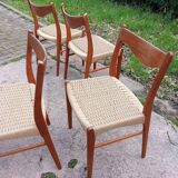 4 chaises Arne Wahl Iversen cordage neuf