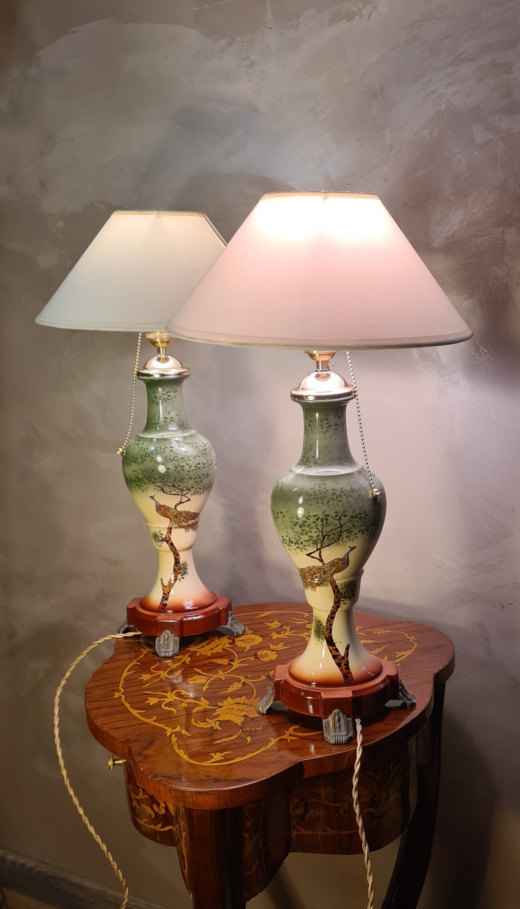 pair of ceramic lamps, Art Nouveau 1900 with 30 slight signs of wear visible