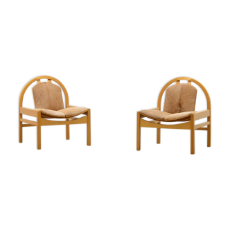 Set of 2 Argos cow hide chairs by Baumann France, 70s.