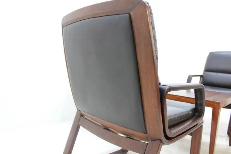 Set of Four Leather Armchairs by Eugen Schmidt, 1970s
