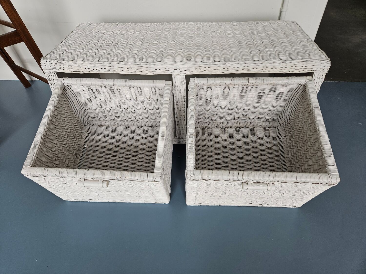 Rattan storage bench