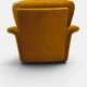 Vintage lounge chair on wheels in golden mustard corduroy 70s