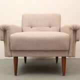 1950s polstery armchair beige, completely restored